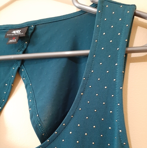 Rock and Republic Teal Top Metallic Polka Dot - Picture 3 of 6